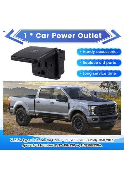 Soket Düzeneği Arka Koltuk 12V Power Taşımı FL3Z-19N236-A FL3Z19N236A Ford F150 2015-2016 F250/F350 2017 (Yurt Dışından) fırsatları