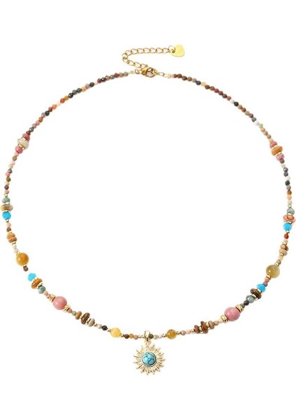 Kadınlar Için Etnik Tarzda Boncuklu Kolye, Ayçiçeği Retro Kazak Zincir Gerdanlık (Yurt Dışından)