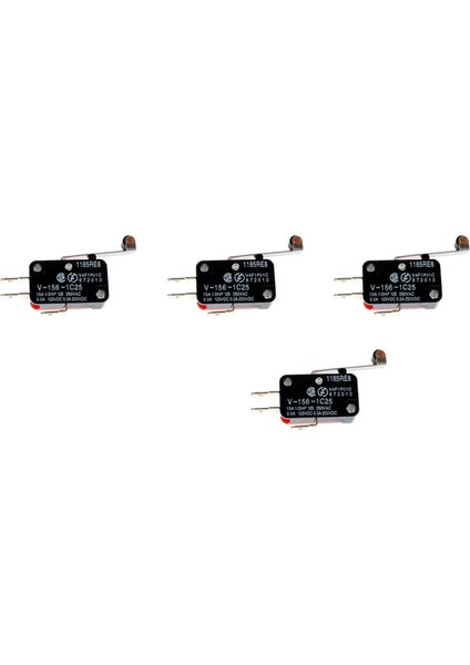 4x Mini Sınırlı Anahtar Uzun Menteşe Silindir Kol Kolu Spdt Snap Action Lot - Kırmızı ve Siyah (Yurt Dışından)