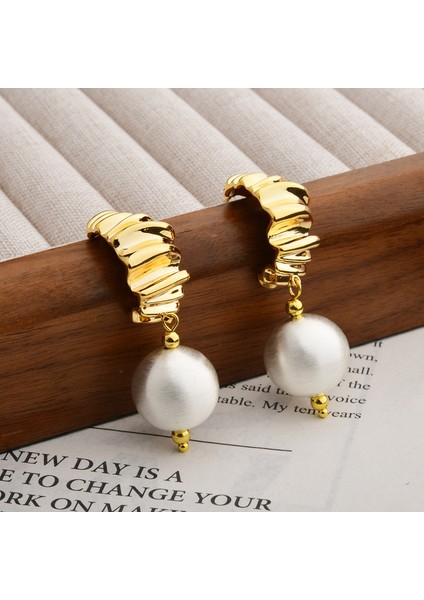 ADORE-R0413 Altın ve Gümüş Kontrast Fırçalanmış Top Küpe (Yurt Dışından) fiyatları