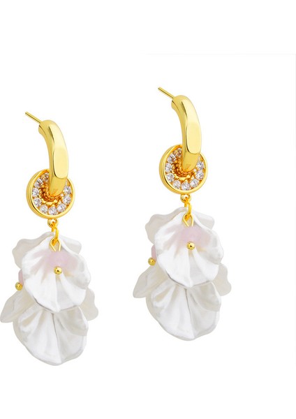 ADORE-R0499 Zirkon Taşlı Altın Çiçek Küpe (Yurt Dışından)