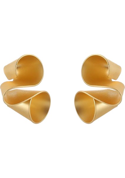 ADORE-A-1369 Mat Altın Düzensiz Büküm Sade Küpeler (Yurt Dışından)