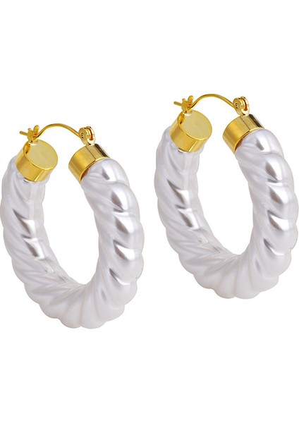 ADORE-R0190 Beyaz Yuvarlak Spiral Kadın Küpeleri (Yurt Dışından)