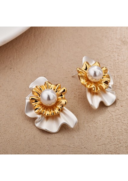 ADORE-R0631 Altın Moda Kontrast Çiçek Inci Küpe (Yurt Dışından) fiyatları