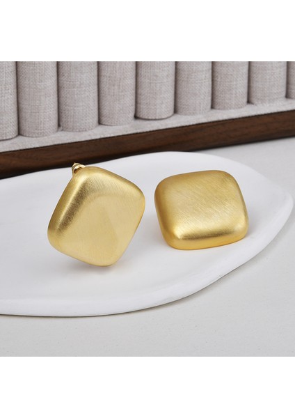 ADORE-R0235 Altın Geometrik Kare Fırçalanmış Küpe (Yurt Dışından) fiyatları