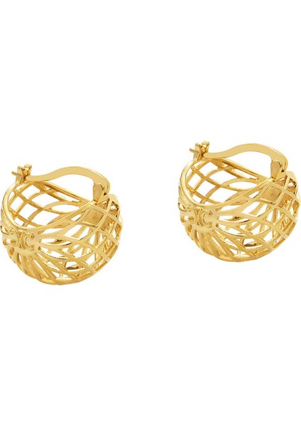 ADORE-R0641 Altın Sade Örgülü Içi Boş Küre Sepet Küpeler (Yurt Dışından)