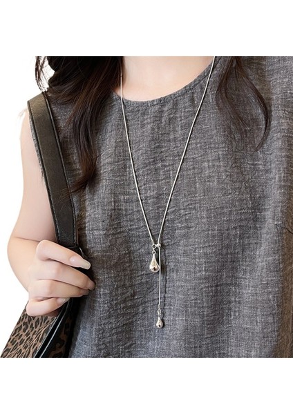 Sonbahar/kış Gümüş Kozalak Kolye Kadın Kazak Zinciri Için Uzun Kolye (Yurt Dışından)