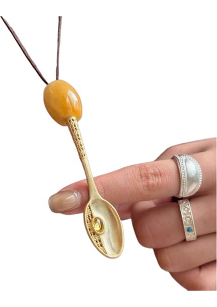 Altın Kaşık Kolye Ucu, Çok Yönlü Kolye, Kadınlar Için Kaşık Kazak Kolye (Yurt Dışından)