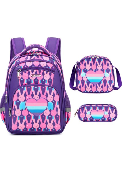 Ilkokul Öğrencileri Okul Çantası Üç Set Iki Omuz Okul Çantası Hafif Omuz Çantası Omurga Bakımı Sırt Çantaları (Yurt Dışından)