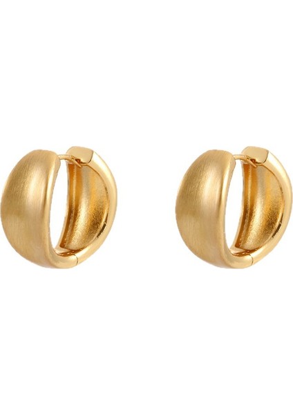 ADORE-A-726 Altın Fransız Fırçalanmış Yuvarlak Geometrik Küpeler (Yurt Dışından)