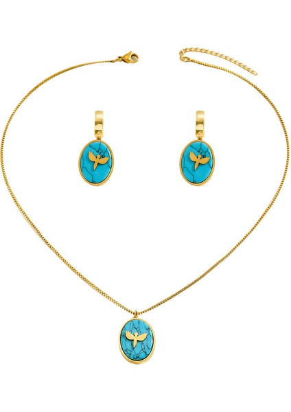 ADORE4952 Altın Yaldızlı Yapay Taşlı Takı Seti (Yurt Dışından)