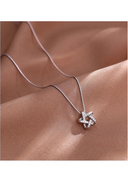 R1377 Gümüş Beş Köşeli Yıldız Zirkon Kolye (Yurt Dışından) fiyatları
