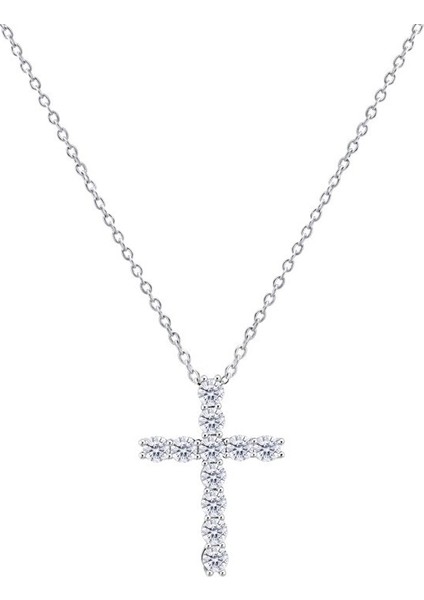 R4617 Gümüş Haç Zirkonya Kolye (Yurt Dışından)