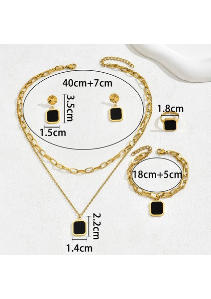 ADORE0030 Siyah Kare Dekoratif Takı Seti (Yurt Dışından) modelleri