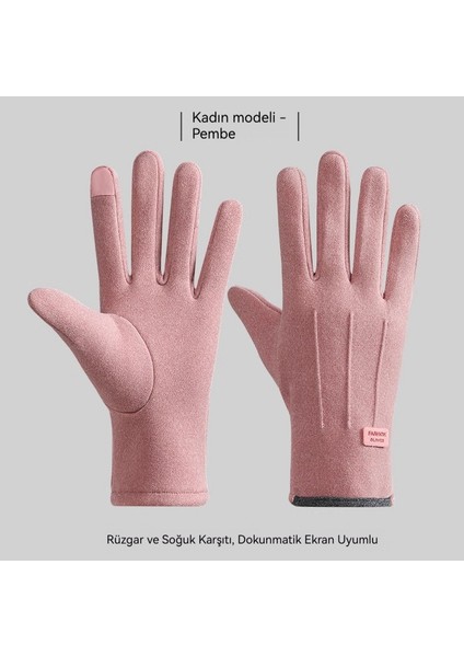 Kadın Kışlık Bisiklet Eldiveni Geçirmez Isıtmalı, Yünlü, Dokunmatik Ekran Uyumlu (Yurt Dışından)