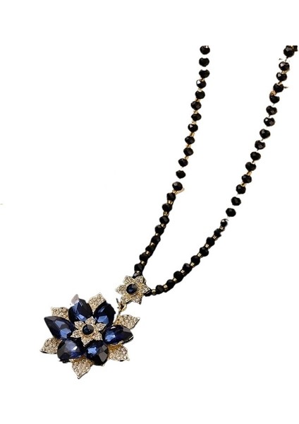 Çiçekli Takı Kazak Zincirli Şık Sonbahar/kış Uzun Kolye (Yurt Dışından)