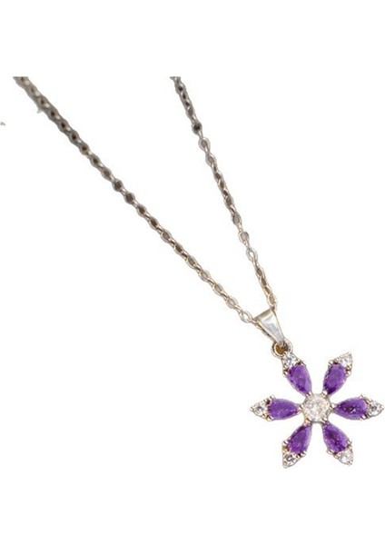 Kadınlar Için Sonbahar/kış Mor Kar Tanesi Kolye, Tam Kazak Zinciri (Yurt Dışından)