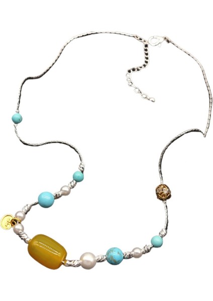 Boncuklu Basit Köprücük Kemiği Zincirine Sahip Kazak Zincir Kolye (Yurt Dışından)