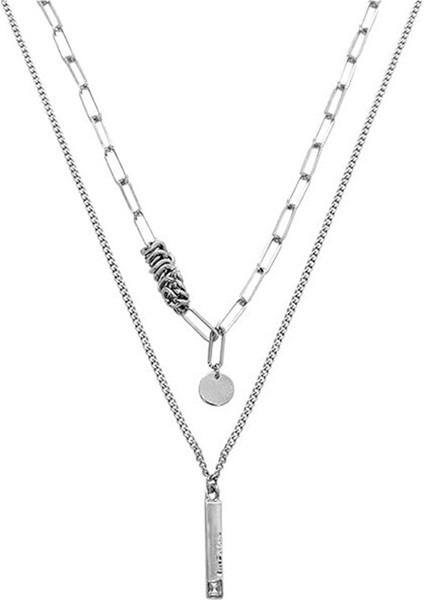 Kadınlar Için Çift Katmanlı Sweatshirt Kolye, Tatlı ve Serin Sonbahar ve Kış Uzun Kazak Zinciri (Yurt Dışından)