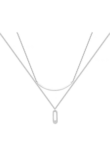 Kadınlar Için Köprücük Kemiği Zincirine Uygun Çift Katmanlı 925 Ayar Gümüş Kaplama Kazak Kolye (Yurt Dışından)