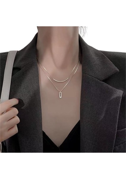 Kadınlar Için Köprücük Kemiği Zincirine Uygun Çift Katmanlı 925 Ayar Gümüş Kaplama Kazak Kolye (Yurt Dışından) fiyatları