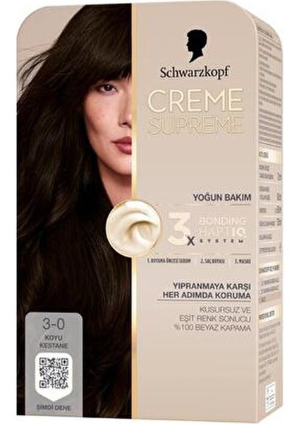 Creme Supreme Koyu Kestane Renkli Saç Boyası Amonyaksız Onarıcı Serum İçerir indirimleri