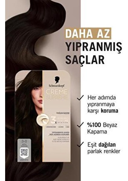 Creme Supreme Koyu Kestane Renkli Saç Boyası Amonyaksız Onarıcı Serum İçerir