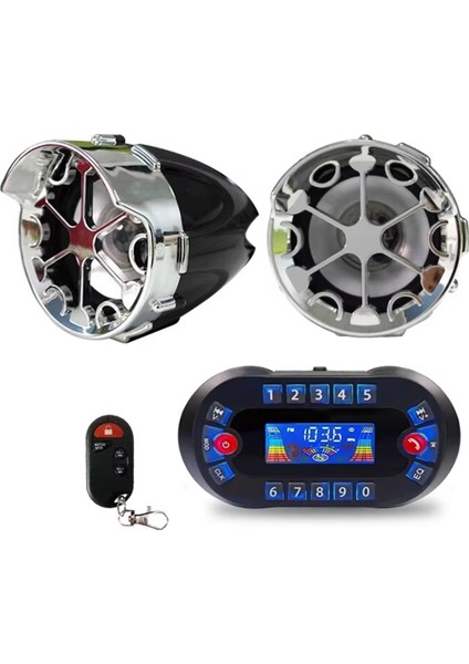 Motosiklet Bluetooth Hoparlör Amplifikatör Çıkışı 2.1A Müzik Mp3 Çalar Hırsız USB Fm Radyo Stereo Hoparlör MT730 Siyah (Yurt Dışından)