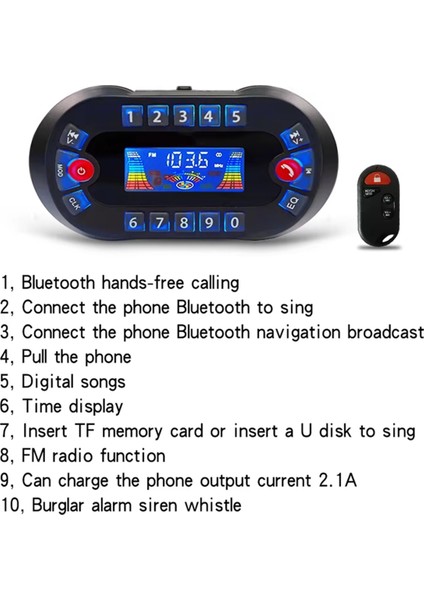 Motosiklet Bluetooth Hoparlör Amplifikatör Çıkışı 2.1A Müzik Mp3 Çalar Hırsız USB Fm Radyo Stereo Hoparlör MT730 Siyah (Yurt Dışından) fiyatları