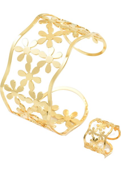 ADORE7810 Altın Çiçek Desenli Takı Seti (Yurt Dışından)