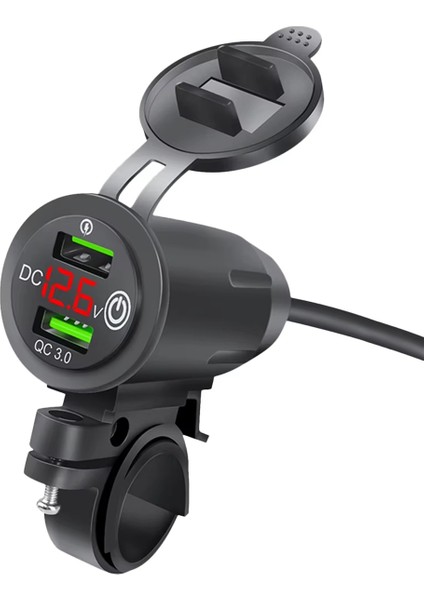 Rider Gidona Monte Raf Araba Şarj Cihazı Çift USB Araba Şarj Soketi Hızlı Şarj Qc3.0 Motosiklet Şarj Cihazı Voltaj Göstergeli A (Yurt Dışından)