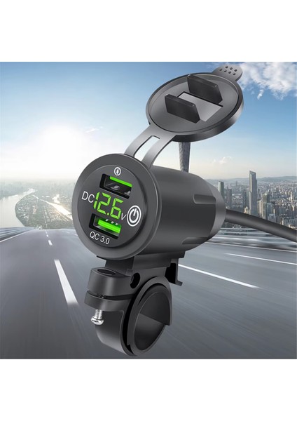 Rider Gidona Monte Raf Araba Şarj Cihazı Çift USB Araba Şarj Soketi Hızlı Şarj Qc3.0 Motosiklet Şarj Cihazı Voltaj Göstergeli A (Yurt Dışından) indirimleri