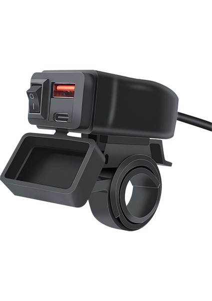 Evrensel Motosiklet Usb+Tip-C Şarj Cihazı Qc3.0 Gidona Hızlı Şarj Su Geçirmez Soket Adaptörü (Yurt Dışından)