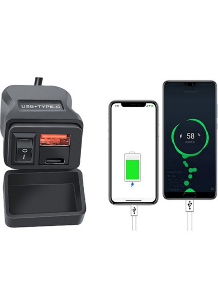 Evrensel Motosiklet Usb+Tip-C Şarj Cihazı Qc3.0 Gidona Hızlı Şarj Su Geçirmez Soket Adaptörü (Yurt Dışından) modelleri