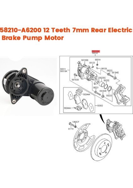 Hyundai I30 Kia Ceed 2012-2018 Dağıtım Pompası Aktüatörü Için 58210-A6200 12 Diş 7 mm Arka Elektrikli Fren Pompası Motoru (Yurt Dışından) modelleri
