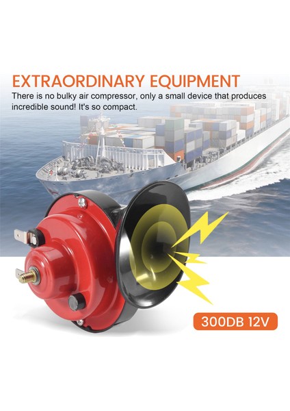 300DB 12V Evrensel Elektrikli Salyangoz Tren Kornası Süper Yüksek Sesli Su Geçirmez Korna Siren Motosiklet Araba Kamyon Suv Tekne Için (Yurt Dışından) indirimleri