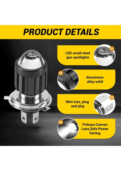 H4 Motosiklet Mini LED Projektör Far Ampulleri Çift Renk Beyaz Sarı Atv Scooter E-Bisiklet Far Lambası (Yurt Dışından) fırsatları