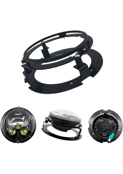 5,75 Inç Siyah Araba Motosiklet Far Yuvarlak Montaj Braketi Harley Touring Softail Jeep Far Adaptörü Için Uygundur (Yurt Dışından) fırsatları