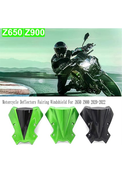 Motosiklet Ön Cam Ekran Viser Visor Rüzgar Deflektörleri Kawasakı Z650 Z900 2020-2022 Yeşil ve Siyah Için Kaplama (Yurt Dışından) modelleri