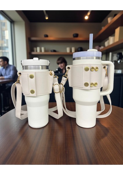 Termos Taşıma Çantası Askısı Omuz Askılı 1.18 Lt ve 0.89 Lt ile Uyumlu Vegan Deri Ayarlanabilir