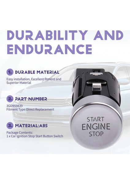 Vw Passat 2015-2017 Için Araç Ateşleme Durdurma Başlatma Düğmesi Anahtarı Motor Başlatma Anahtarı Tek Düğmeli Başlatma Anahtarı 3GD959839 (Yurt Dışından) indirimleri