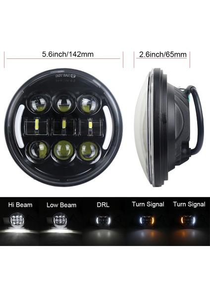 45W 5,75 Inç Motosiklet Farı LED Yuvarlak Far Lambası Uzun Far Projektörü Gündüz Farı Dönüş Sinyali Işığı (Yurt Dışından) indirimleri