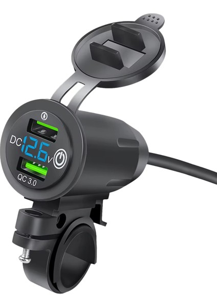 Rider Gidona Monte Raf Araba Şarj Cihazı Çift USB Araba Şarj Soketi Hızlı Şarj Qc3.0 Motosiklet Şarj Cihazı Voltaj Göstergeli B (Yurt Dışından)