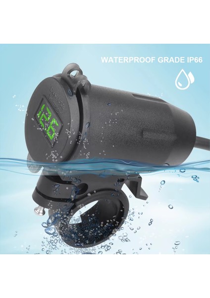 Rider Gidona Monte Raf Araba Şarj Cihazı Çift USB Araba Şarj Soketi Hızlı Şarj Qc3.0 Motosiklet Şarj Cihazı Voltaj Göstergeli B (Yurt Dışından) fırsatları