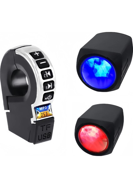 E-Bisiklet Motosiklet Gidonu USB Şarj Ses Bt Ses Anahtarlı Bluetooth Hoparlörlü Çift Korna Işıklı (Yurt Dışından)