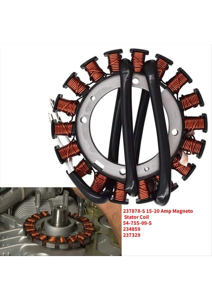 237878-S 15/20 Amp Magneto Stator Bobini 54-755-09-S 234859 237329 Kohler K161 K181 K482 K241 K532 Çim Biçme Traktörü (Yurt Dışından) fiyatları
