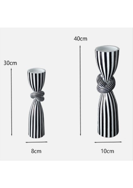 Siyah Beyaz Çizgili Twist Candlestick Reçine Süsleme Masası Dekorasyon Düzensiz Mum Konteyner Tutucu Stand-A (Yurt Dışından)