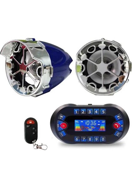 Motosiklet Bluetooth Hoparlör Amplifikatör Çıkışı 2.1A Müzik Mp3 Çalar Hırsız USB Fm Radyo Stereo Hoparlör MT730 Mavi (Yurt Dışından)