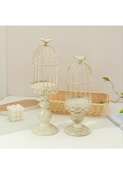 Vintage Kuş Kafesi Mum Tutucu Düğün Masa Dekorasyon Düğün Dekorasyonu Metal Demir Mum Tutucu Beyaz S (Yurt Dışından) modelleri