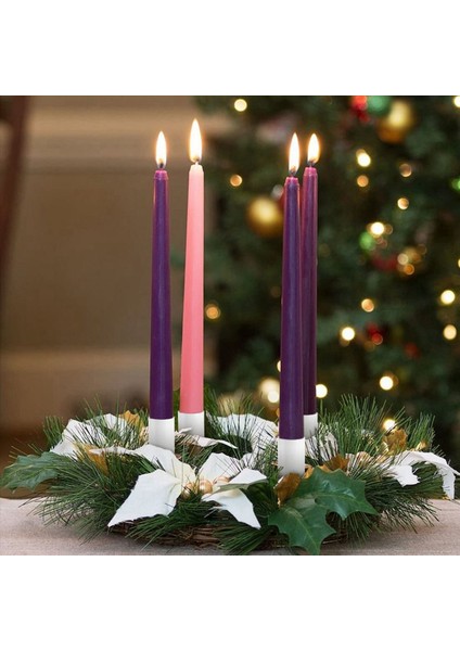 Mum Tutucular Advent Çelenk Mum Çubuklar Advent Çelenk Mum Tutucu Şişli Konik Mumlar 12 Adet Beyaz (Yurt Dışından) fiyatları